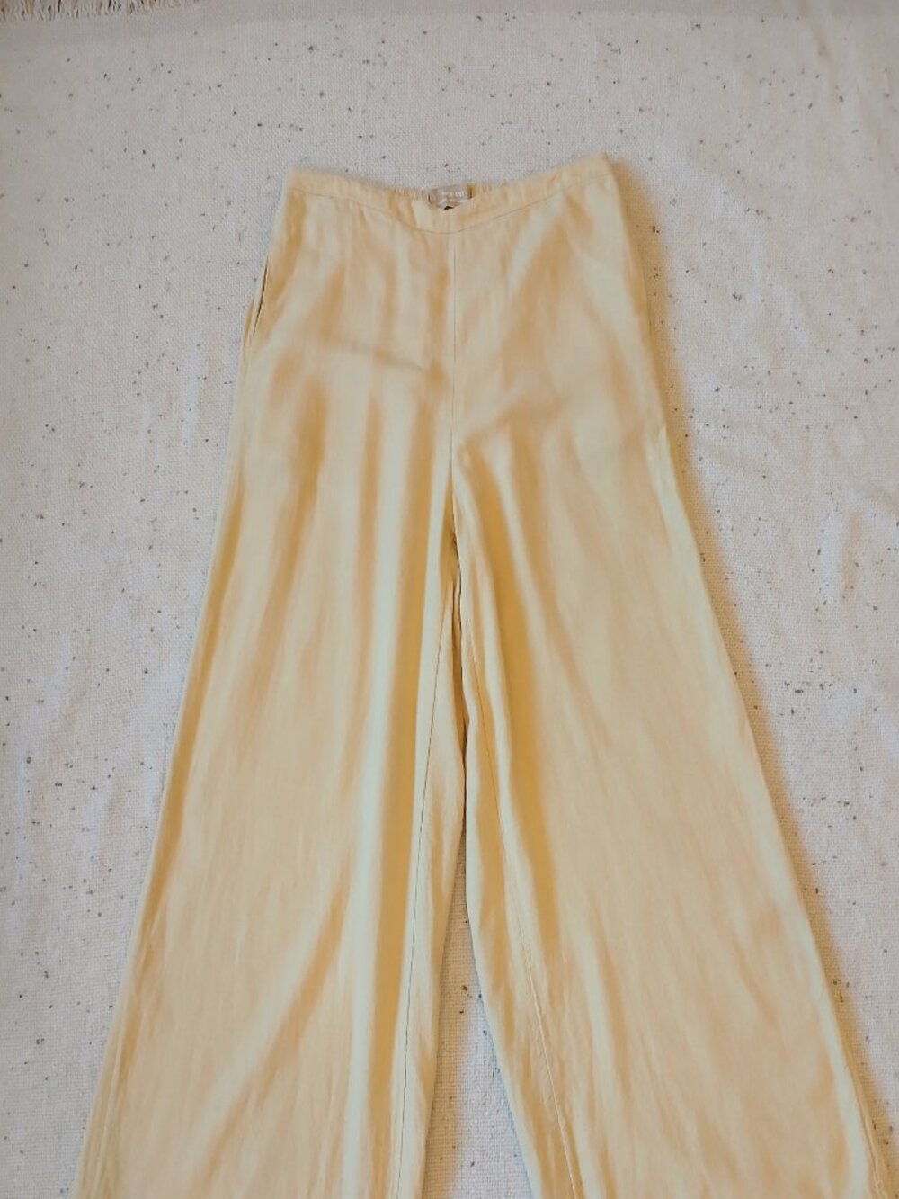 Free People Women’s S Yellow Linen Blend Pull On Wide Leg Pants Boho Beach
